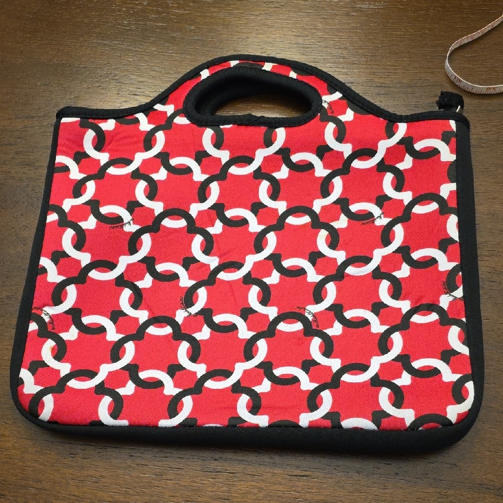 Macbeth Collection Red and Black Geometric Laptop Bag